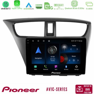 Pioneer AVIC 8Core Android13 4+64GB Honda Civic Hatchback 2012-2015 Navigation Multimedia Tablet 9