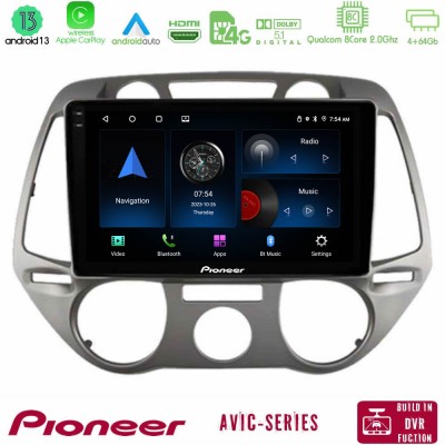 Pioneer AVIC 8Core Android13 4+64GB Hyundai i20 2009-2012 Manual A/C Navigation Multimedia Tablet 9