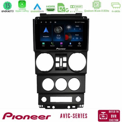 Pioneer AVIC 8Core Android13 4+64GB Jeep Wrangler 2008-2010 Navigation Multimedia Tablet 9