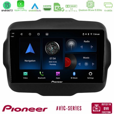 Pioneer AVIC 8Core Android13 4+64GB Jeep Renegade 2015-2019 Navigation Multimedia Tablet 9