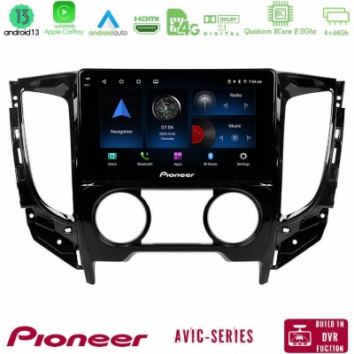 Pioneer AVIC 8Core Android13 4+64GB Mitsubishi L200 2016-> & Fiat Fullback (Manual A/C) Navigation Multimedia Tablet 9