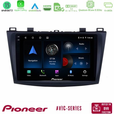 Pioneer AVIC 8Core Android13 4+64GB Mazda 3 2009-2014 Navigation Multimedia Tablet 9