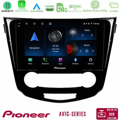 Pioneer AVIC 8Core Android13 4+64GB Nissan Qashqai J11 (Manual A/C) Navigation Multimedia Tablet 10