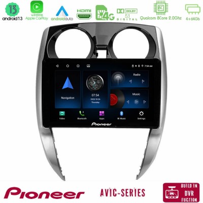 Pioneer AVIC 8Core Android13 4+64GB Nissan Note 2013-2018 Navigation Multimedia Tablet 10