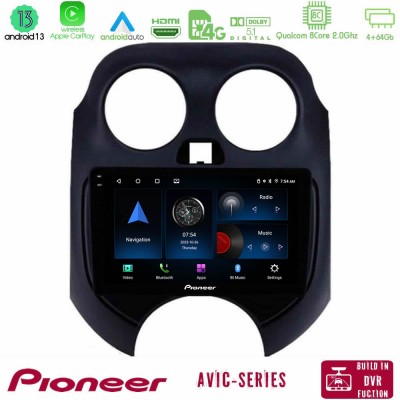 Pioneer AVIC 8Core Android13 4+64GB Nissan Micra 2011-2014 Navigation Multimedia Tablet 9