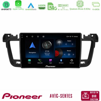 Pioneer AVIC 8Core Android13 4+64GB Peugeot 508 2010-2018 Navigation Multimedia Tablet 9