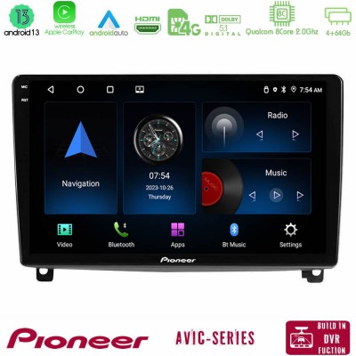 Pioneer AVIC 8Core Android13 4+64GB Peugeot 407 Navigation Multimedia Tablet 9