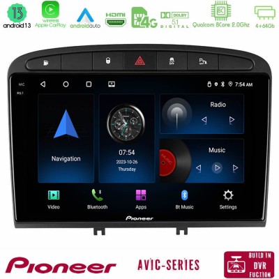 Pioneer AVIC 8Core Android13 4+64GB Peugeot 308/RCZ Navigation Multimedia Tablet 9
