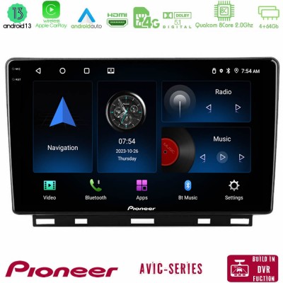 Pioneer AVIC 8Core Android13 4+64GB Renault Clio 5 2020-2024 Navigation Multimedia Tablet 9