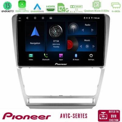 Pioneer AVIC 8Core Android13 4+64GB Skoda Octavia 5 Navigation Multimedia Tablet 10