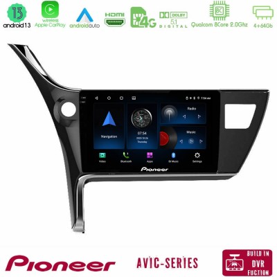 Pioneer AVIC 8Core Android13 4+64GB Toyota Corolla 2017-2018 Navigation Multimedia Tablet 10