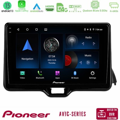 Pioneer AVIC 8Core Android13 4+64GB Toyota Yaris 2020-> Navigation Multimedia Tablet 9