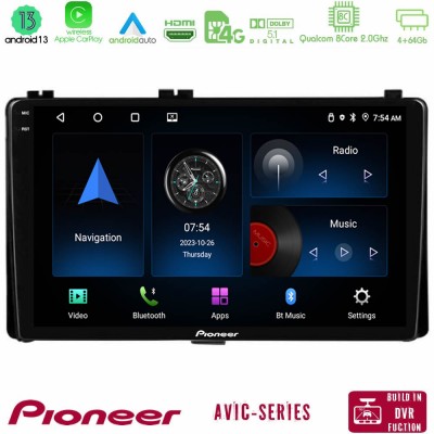 Pioneer AVIC 8Core Android13 4+64GB Toyota Corolla/Auris 2017-2019  Navigat-ion Multimedia Tablet 9