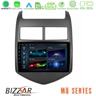 Bizzar M8 Series Chevrolet Aveo 2011-2017 8core Android13 4+32GB Navigation Multimedia Tablet 9