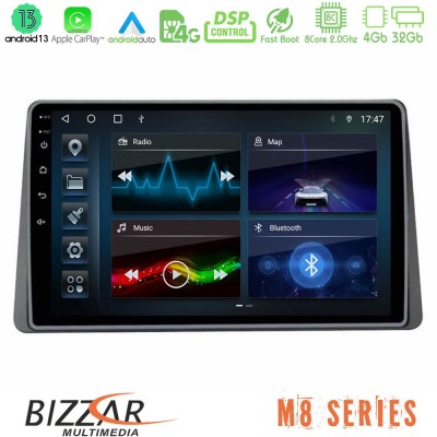 Bizzar M8 Series Dacia Duster 2019-> 8Core Android13 4+32GB Navigation Multimedia Tablet 9