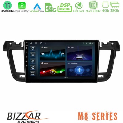 Bizzar M8 Series Peugeot 508 2010-2018 8core Android13 4+32GB Navigation Multimedia Tablet 9