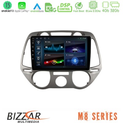 Bizzar M8 Series Hyundai i20 2009-2012 Manual A/C 8core Android13 4+32GB Navigation Multimedia Tablet 9