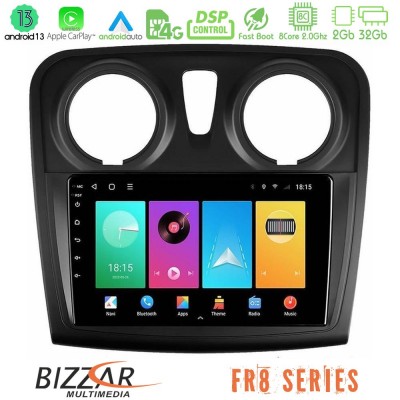 Bizzar FR8 Series Dacia Sandero/Dokker 2014-2020 8core Android 11 2+32GB Navigation Multimedia Tablet 9
