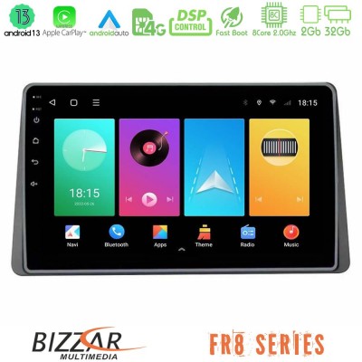 Bizzar FR8 Series Dacia Duster 2019-> 8Core Android13 2+32GB Navigation Multimedia Tablet 9