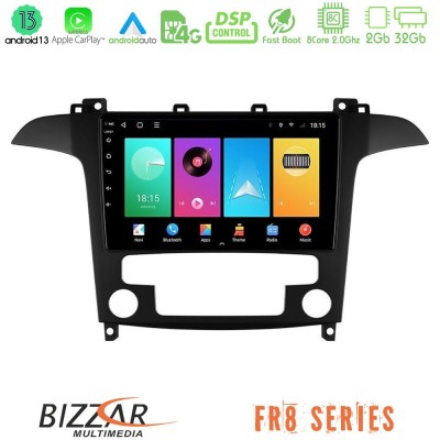 Bizzar FR8 Series Ford S-Max 2006-2012 8core Android13 2+32GB Navigation Multimedia Tablet 9