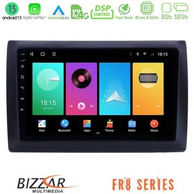 Bizzar FR8 Series Fiat Stilo 8core Android13 2+32GB Navigation Multimedia Tablet 9