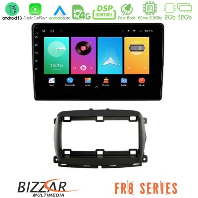 Bizzar FR8 Series Fiat 500 2016> 8core Android13 2+32GB Navigation Multimedia Tablet 9