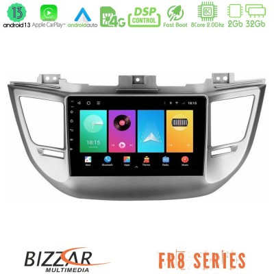 Bizzar FR8 Series FR8 Series Hyundai Tucson 2015-2018 8Core Android13 2+32GB Navigation Multimedia Tablet 9