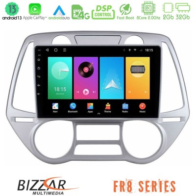 Bizzar FR8 Series Hyundai i20 2009-2012 Auto A/C 8core Android13 2+32GB Navigation Multimedia Tablet 9