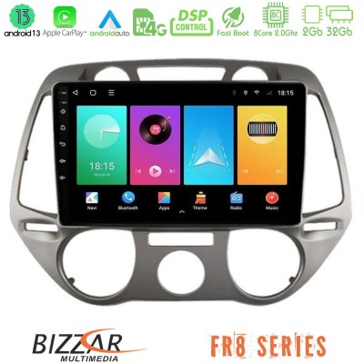 Bizzar FR8 Series Hyundai i20 2009-2012 Manual A/C 8core Android13 2+32GB Navigation Multimedia Tablet 9