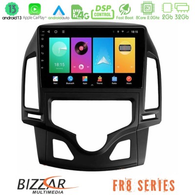 Bizzar FR8 Series Hyundai i30 2007-2012 Auto A/C 8core Android13 2+32GB Navigation Multimedia Tablet 9