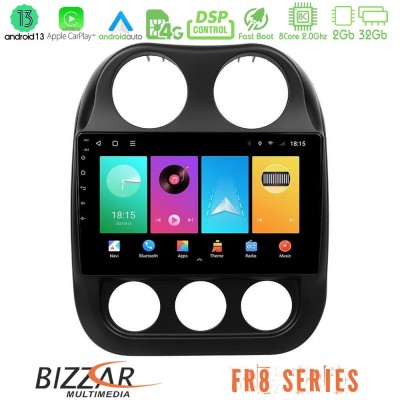Bizzar FR8 Series Jeep Compass 2012-2016 8core Android 11 2+32GB Navigation Multimedia Tablet 9