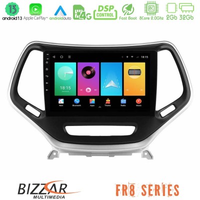 Bizzar FR8 Series Jeep Cherokee 2014-2019 8core Android13 2+32GB Navigation Multimedia Tablet 9