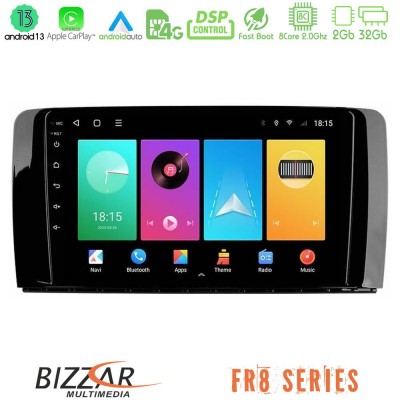 Bizzar FR8 Series Mercedes R Class 8core Android13 2+32GB Navigation Multimedia Tablet 9