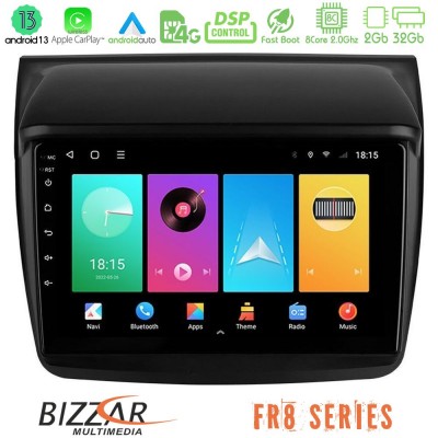 Bizzar FR8 Series Mitsubishi L200 8core Android13 2+32GB Navigation Multimedia Tablet 9