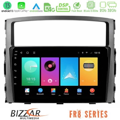 Bizzar FR8 Series Mitsubishi Pajero 2008-2009 8core Android13 2+32GB Navigation Multimedia Tablet 9