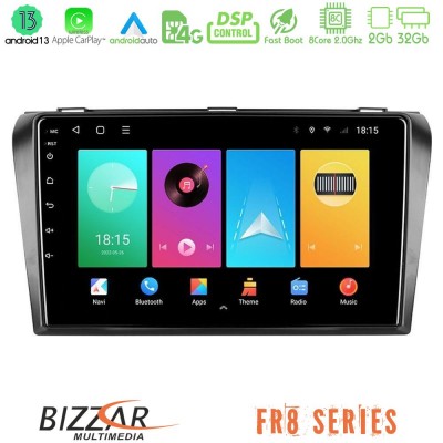 Bizzar FR8 Series Mazda 3 2004-2009 8core Android13 2+32GB Navigation Multimedia Tablet 9