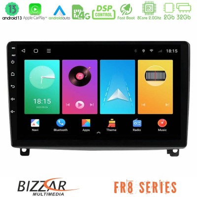 Bizzar FR8 Series Peugeot 407 8core Android13 2+32GB Navigation Multimedia Tablet 9