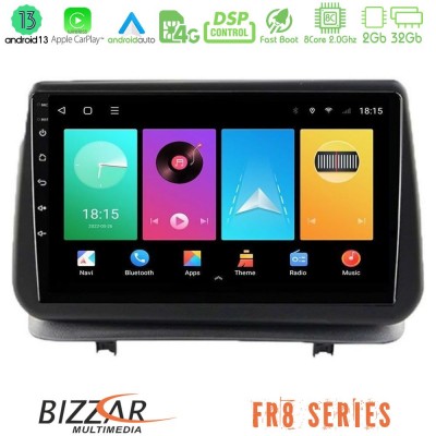 Bizzar FR8 Series Renault Clio 2005-2012 8core Android13 2+32GB Navigation Multimedia Tablet 9
