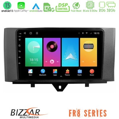 Bizzar FR8 Series Smart 451 Facelift 8core Android13 2+32GB Navigation Multimedia Tablet 9