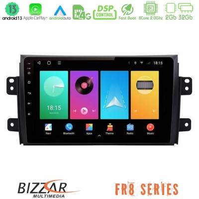 Bizzar FR8 Series Suzuki SX4 2006-2014 Fiat Sedici 2006-2014 8core Android13 2+32GB Navigation Multimedia Tablet 9