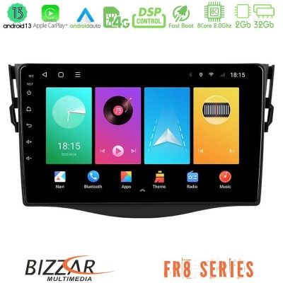 Bizzar FR8 Series Toyota RAV4 8core Android13 2+32GB Navigation Multimedia 9