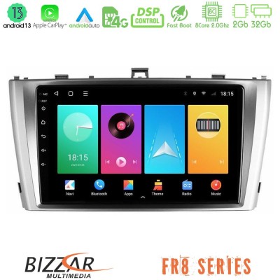 Bizzar FR8 Series Toyota Avensis T27 8core Android13 2+32GB Navigation Multimedia Tablet 9