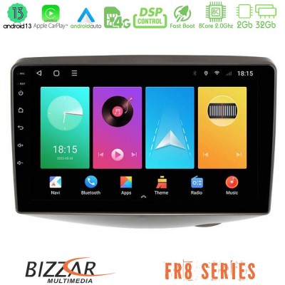 Bizzar FR8 Series Toyota Yaris 1999 - 2006 8core Android13 2+32GB Navigation Multimedia Tablet 9