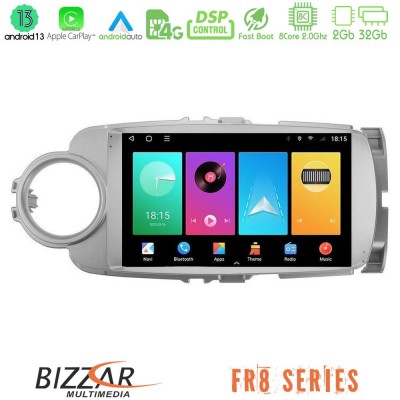 Bizzar FR8 Series Toyota Yaris 8core Android13 2+32GB Navigation Multimedia Tablet 9