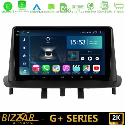 Bizzar G+ Series Renault Megane 3 2009-2013 8Core Android12 6+128GB Navigation Multimedia Tablet 9