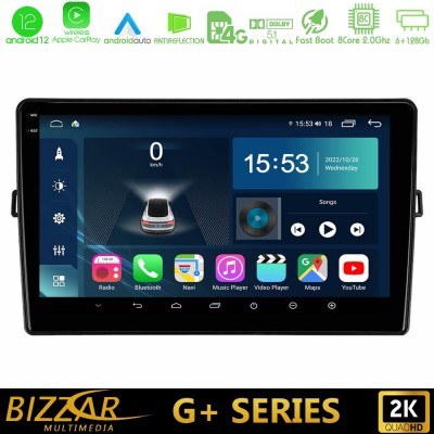 Bizzar G+ Series Toyota Auris 8core Android12 6+128GB Navigation Multimedia Tablet 10