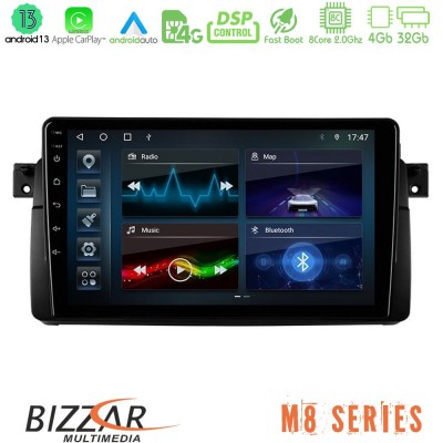 Bizzar M8 Series BMW E46 8core Android13 4+32GB Navigation Multimedia 9