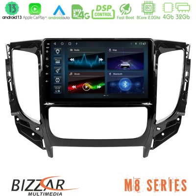 Bizzar M8 Series Mitsubishi L200 2016-> & Fiat Fullback (Auto A/C) 8core Android13 4+32GB Navigation Multimedia Tablet 9