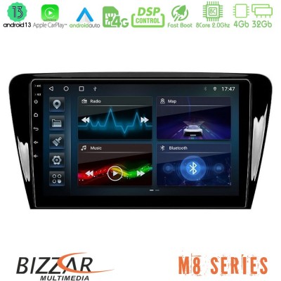 Bizzar M8 Series Skoda Octavia 7 8core Android13 4+32GB Navigation Multimedia Tablet 10