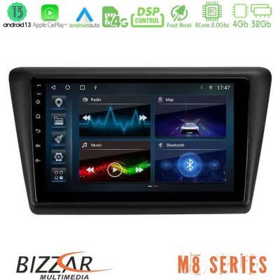 Bizzar M8 Series Skoda Rapid 2013-2017 8core Android13 4+32GB Navigation Multimedia Tablet 9